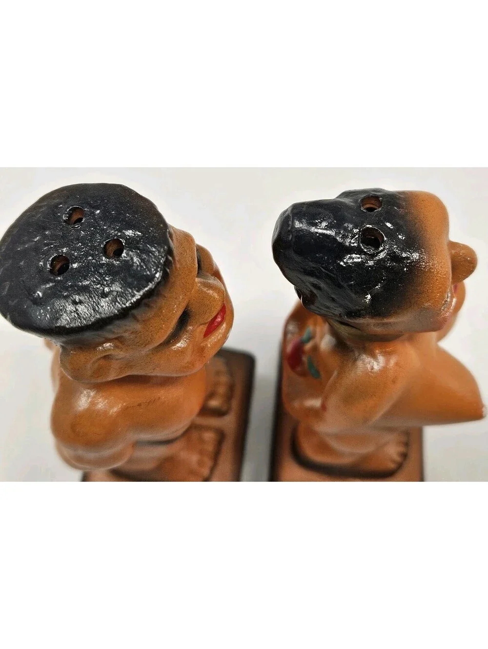 Old Adam and Eve Salt & Pepper Shakers Novelty Risqué Vintage MCM 1950's Pair